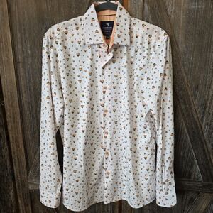 Tom Baine Shirt Men's Size Medium 15-15.5 Rainbow Hearts Pride Performance Slim